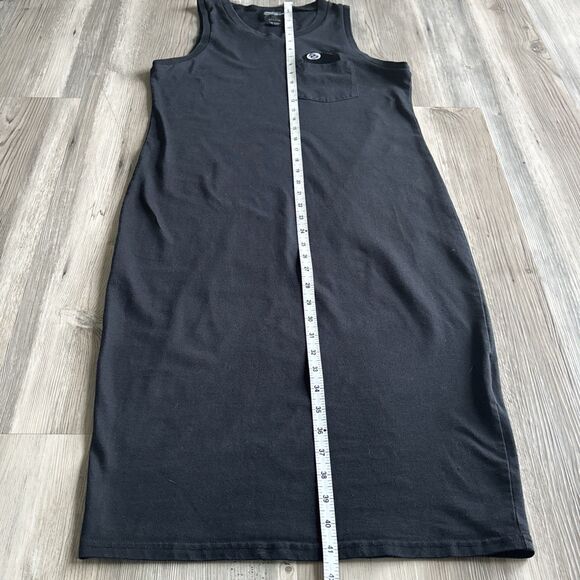 Vintage Y2K Stussy 8 Ball Logo Japan Women’s Black Midi Dress Size Medium - Picture 8 of 12